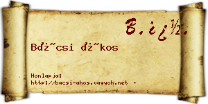 Bácsi Ákos névjegykártya